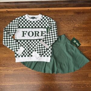 FORE Green and White Checkered Sweater